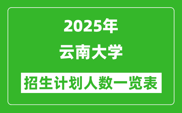 2025年云南大学在各省招生计划人数一览表