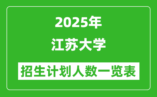 2025年江苏大学在各省招生计划人数一览表