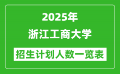 2025年浙江工商大学在各省招生计划人数一览表