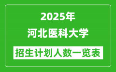 2025年河北医科大学在各省招生计划人数一览表