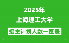 2025年上海理工大学在各省招生计划人数一览表