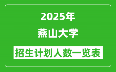 2025年燕山大学在各省招生计划人数一览表