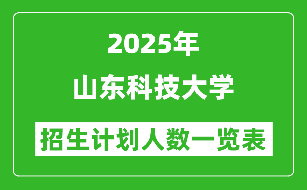 2025年山东科技大学在各省招生计划人数一览表