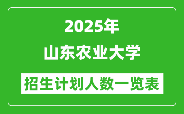 2025年山东农业大学在各省招生计划人数一览表