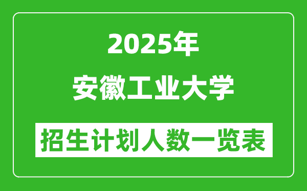 2025年安徽工业大学在各省招生计划人数一览表