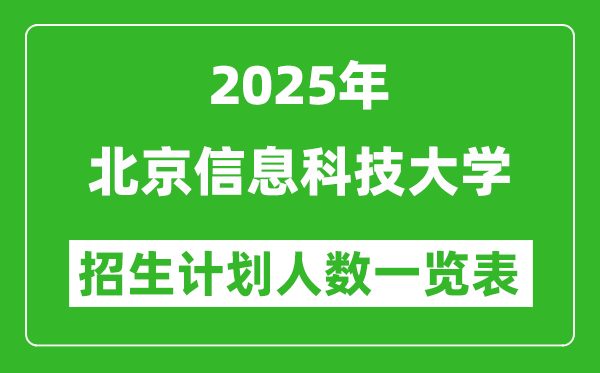 2025年北京信息科技大学在各省招生计划人数一览表