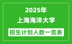 2025年上海海洋大学在各省招生计划人数一览表