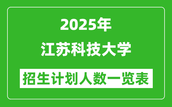 2025年江苏科技大学在各省招生计划人数一览表
