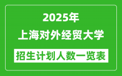 2025年上海对外经贸大学在各省招生计划人数一览表