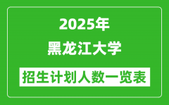 2025年黑龙江大学在各省招生计划人数一览表