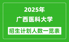 2025年广西医科大学在各省招生计划人数一览表