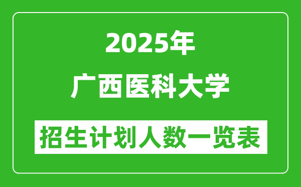 2025年广西医科大学在各省招生计划人数一览表