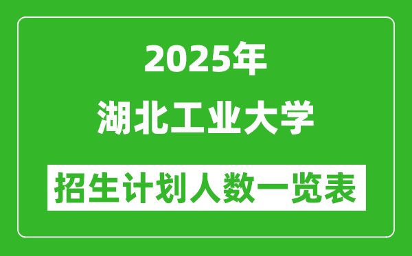 2025年湖北工业大学在各省招生计划人数一览表