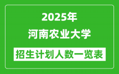 2025年河南农业大学在各省招生计划人数一览表