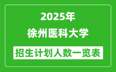 2025年徐州医科大学在各省招生计划人数一览表