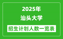 2025年汕头大学在各省招生计划人数一览表