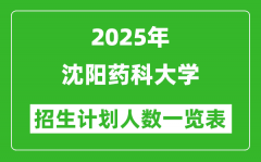 2025年沈阳药科大学在各省招生计划人数一览表