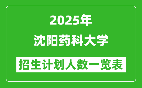 2025年沈阳药科大学在各省招生计划人数一览表