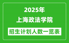 2025年上海政法学院在各省招生计划人数一览表
