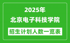 2025年北京电子科技学院在各省招生计划人数一览表