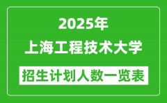2025年上海工程技术大学在各省招生计划人数一览表