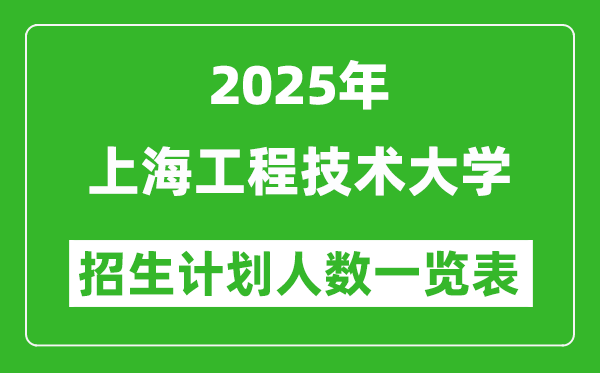2025年上海工程技术大学在各省招生计划人数一览表