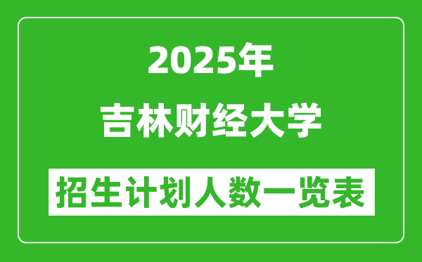 2025年吉林财经大学在各省招生计划人数一览表