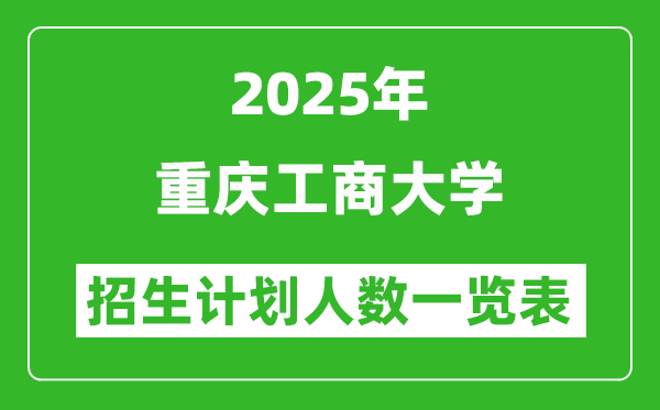 2025年重庆工商大学在各省招生计划人数一览表