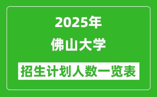 2025年佛山大学在各省招生计划人数一览表