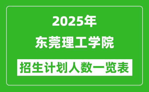 2025年东莞理工学院在各省招生计划人数一览表