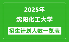 2025年沈阳化工大学在各省招生计划人数一览表