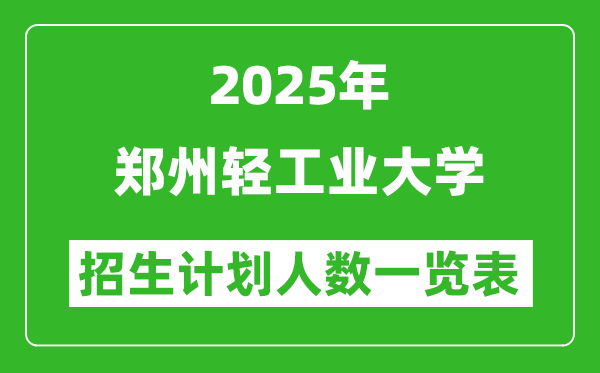 2025年郑州轻工业大学在各省招生计划人数一览表