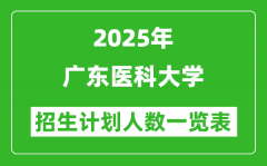 2025年广东医科大学在各省招生计划人数一览表