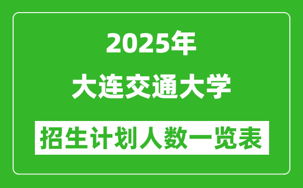 2025年大连交通大学在各省招生计划人数一览表