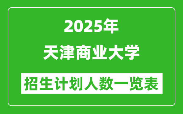 2025年天津商业大学在各省招生计划人数一览表