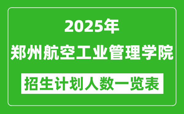 2025年郑州航空工业管理学院在各省招生计划人数一览表