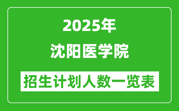 2025年沈阳医学院在各省招生计划人数一览表