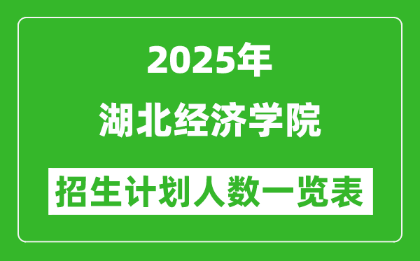 2025年湖北经济学院在各省招生计划人数一览表
