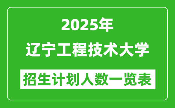 2025年辽宁工程技术大学在各省招生计划人数一览表