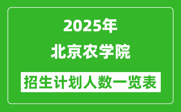 2025年北京农学院在各省招生计划人数一览表