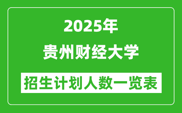 2025年贵州财经大学在各省招生计划人数一览表