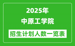 2025年中原工学院在各省招生计划人数一览表