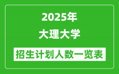 2025年大理大学在各省招生计划人数一览表