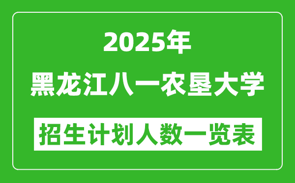 2025年黑龙江八一农垦大学在各省招生计划人数一览表