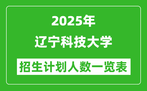 2025年辽宁科技大学在各省招生计划人数一览表