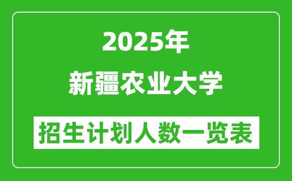 2025年新疆农业大学在各省招生计划人数一览表