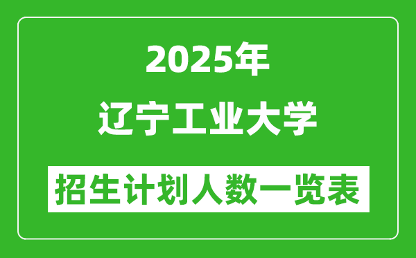 2025年辽宁工业大学在各省招生计划人数一览表