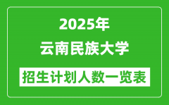 2025年云南民族大学在各省招生计划人数一览表