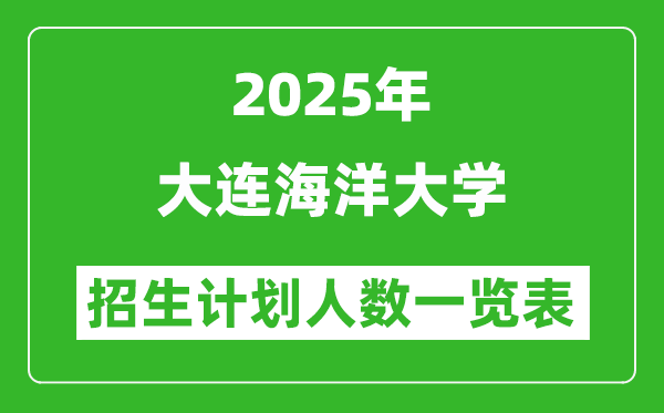 2025年大连海洋大学在各省招生计划人数一览表