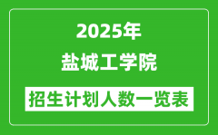 2025年盐城工学院在各省招生计划人数一览表